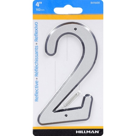 Hillman HILLMAN 4 in. Reflective Silver Plastic Nail-On Number 2 1 pc, PK3 841600